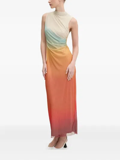 Desigual Ombre-pattern High-neck Maxi Dress In Neutral