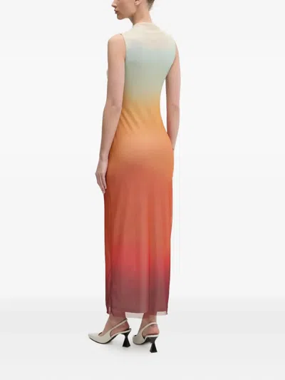 Desigual Ombre-pattern High-neck Maxi Dress In Neutral