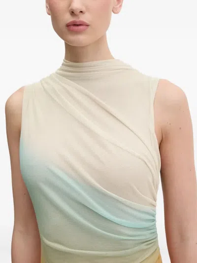 Desigual Ombre-pattern High-neck Maxi Dress In Neutral