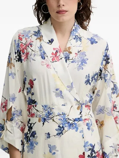 花卉印花裹身式连衣裙