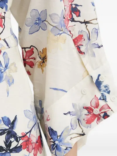 花卉印花裹身式连衣裙