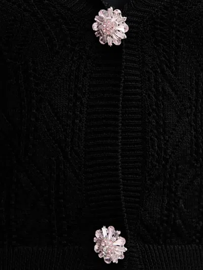 Silvian Heach Lace-insert Button Cardigan In Black