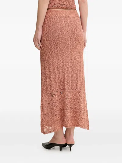 Hoss Intropia Ruth Open-knit Midi Skirt In Orange