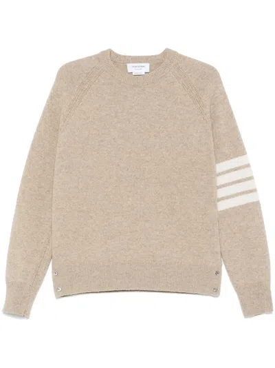Thom Browne Beige Shetland Wool 4-bar Relaxed Fit Sweater In Multi