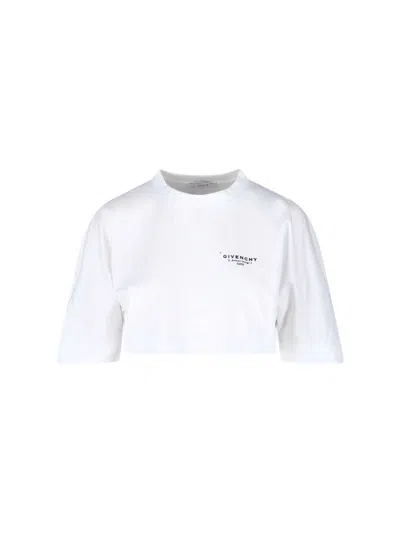 Givenchy Cropped Fit T-shirt In Cotton With Stamp Print Clothing In White