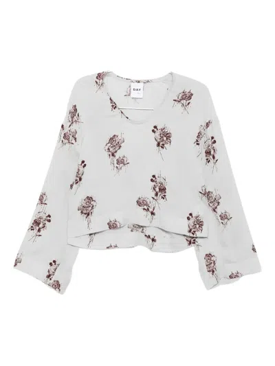Day Birger Et Mikkelsen Newman Floral-print Chiffon Blouse In White