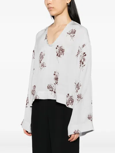 Day Birger Et Mikkelsen Newman Floral-print Chiffon Blouse In White