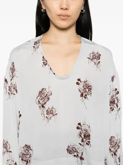 Day Birger Et Mikkelsen Newman Floral-print Chiffon Blouse In White