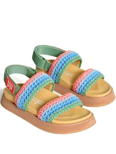 Hoff Knitted-strap Platform Sandals In Green