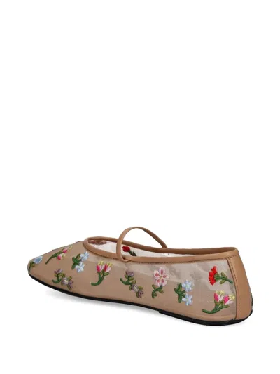Jeffrey Campbell Embroidered Mesh Ballet Flats In Brown