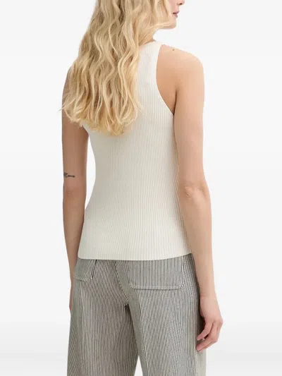 Sessun Ribbed Button Top In White