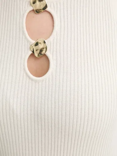 Sessun Ribbed Button Top In White