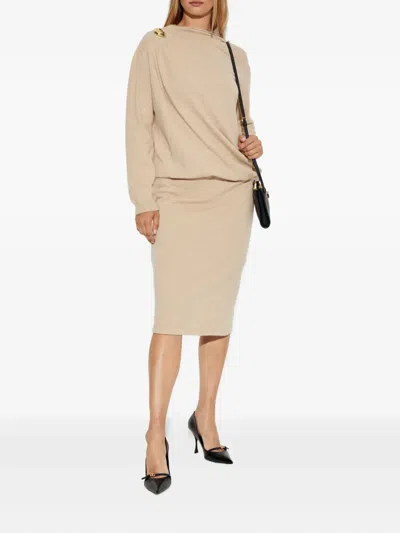 Fabiana Filippi Wool Long Dress In Neutral