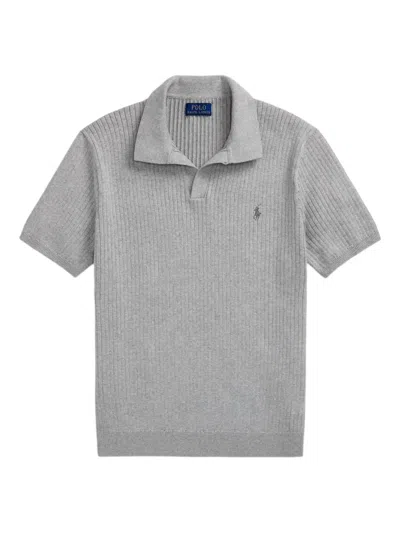 Polo Ralph Lauren Men's Rib-knit Cotton Polo-collar Sweater In Brown