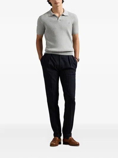 Polo Ralph Lauren Men's Rib-knit Cotton Polo-collar Sweater In Brown