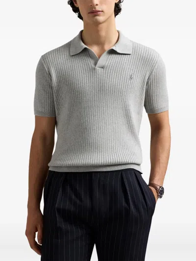 Polo Ralph Lauren Men's Rib-knit Cotton Polo-collar Sweater In Brown