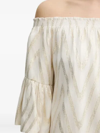 Bruuns Bazaar Chevron-pattern Off-shoulder Top In Neutral