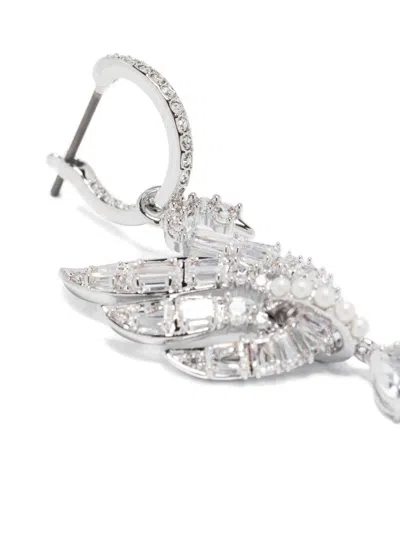 Swarovski Swan Vienna Rhodium Plated Earrings In Silver