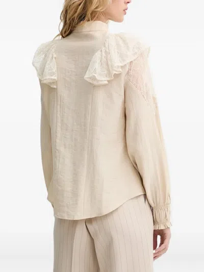 蕾丝边饰荷叶边罩衫