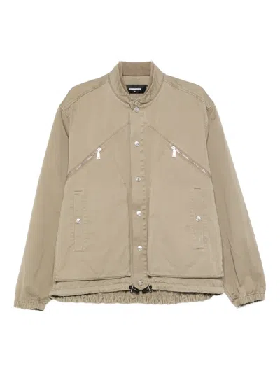 Dsquared2 Zip-pocket Button-fastening Jacket In Brown