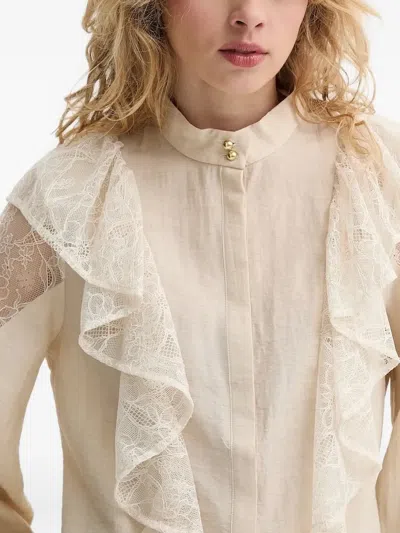 蕾丝边饰荷叶边罩衫