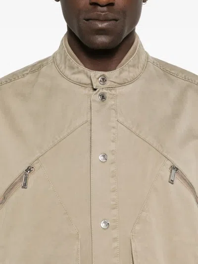 Dsquared2 Zip-pocket Button-fastening Jacket In Brown