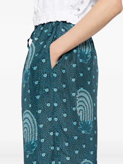 Hannah Artwear Azra Printed Silk-chiffon Trousers In Blue