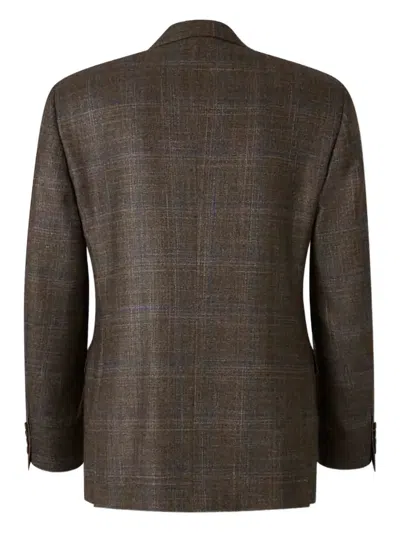 Canali Single-breasted Checked Blazer In Brown
