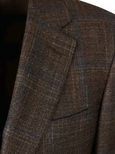 Canali Single-breasted Checked Blazer In Brown