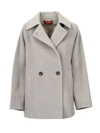 Max Mara Double-breasted Wool Pea Coat Coats Grey In Gray