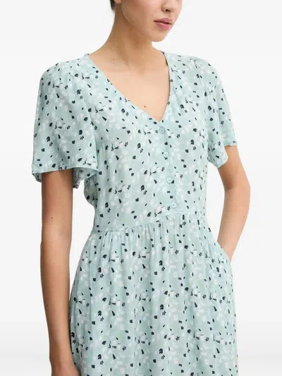 Marc O'polo Button-front Floral Print Midi Dress In Blue