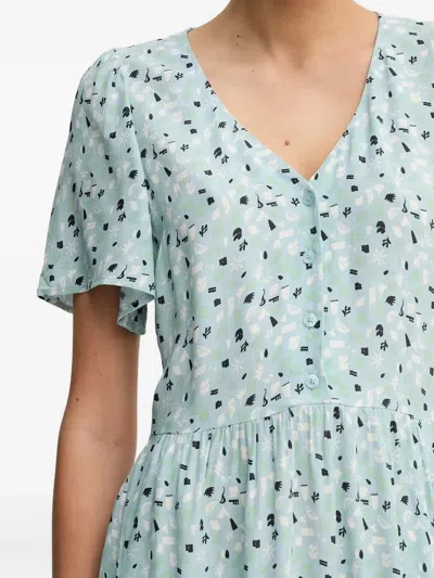 Marc O'polo Button-front Floral Print Midi Dress In Blue