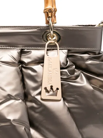 竹节手柄绗缝手提包