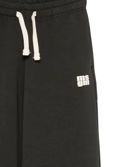 Msgm Logo-print Drawstring Trousers In Black