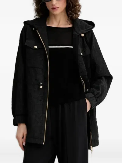 Liu •jo Mesh-insert Ribbed Sweater In Black