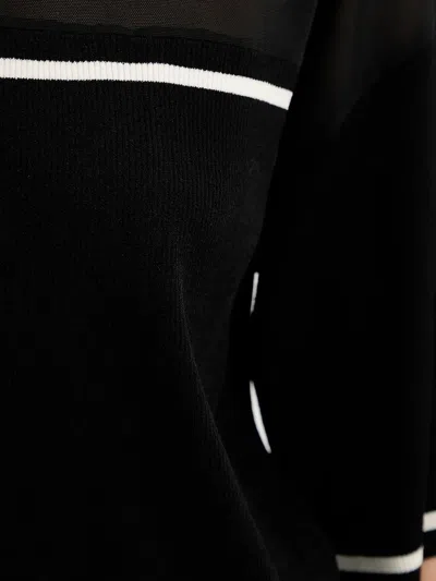 Liu •jo Mesh-insert Ribbed Sweater In Black
