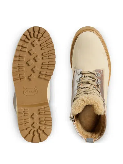 Woolrich Metallic-panel Lace-up Boots In Neutral