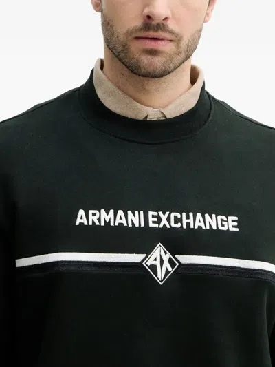 Armani Exchange Logo Striped Sweatshirt In Black