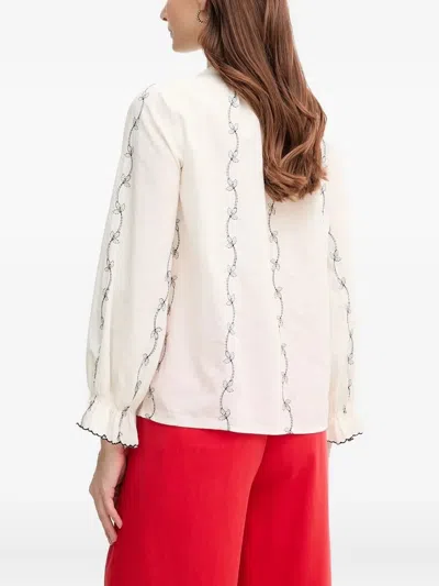 Hoss Intropia Embroidered-flowers Blouse In White
