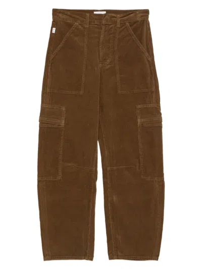 Citizen Of Humanity Marcelle Corduroy Cargo Trousers In Brown