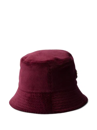 Prada Logo-plaque Nylon Bucket Hat In Red