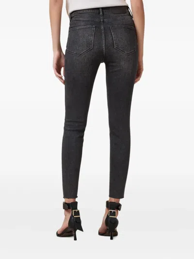 Allsaints Miller High Rise Push Up Skinny Jeans In Washed Black In Black