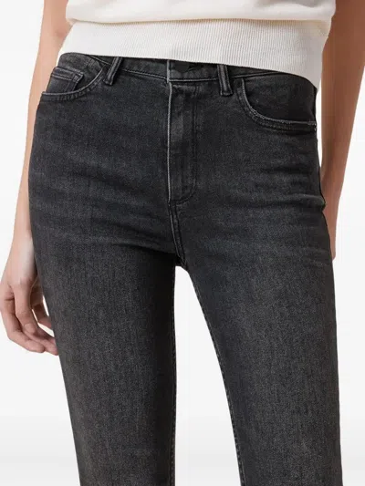Allsaints Miller High Rise Push Up Skinny Jeans In Washed Black In Black