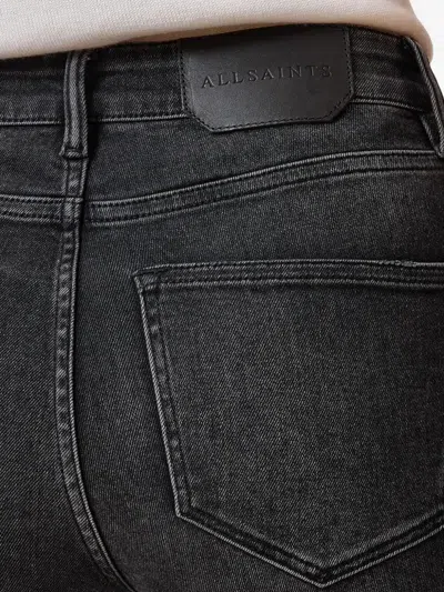 Allsaints Miller High Rise Push Up Skinny Jeans In Washed Black In Black
