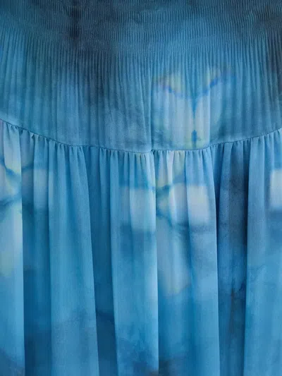 Sandro Ferrone Pleated Tiered Midi Skirt In Blue