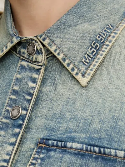 Miss Sixty Embroidered-collar Denim Jacket In Blue
