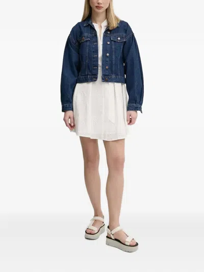 孔眼刺绣束腰迷你连衣裙