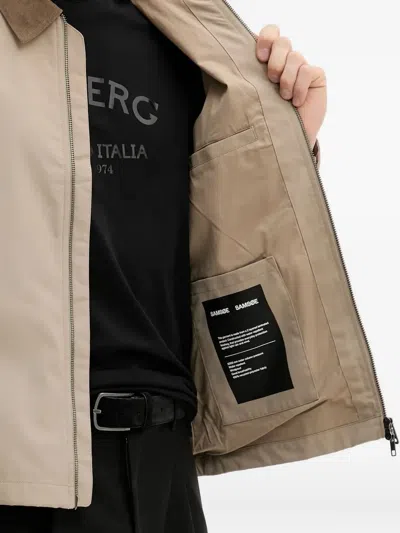 Samsoe & Samsoe Corduroy-collar Zip-front Jacket In Neutral