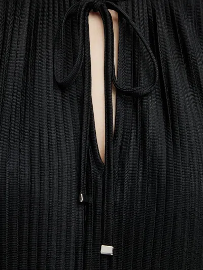 Hugo Boss Pleated Tie-neck Blouse In Black