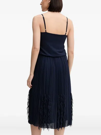 Sandro Ferrone Ruffle-hem Midi Dress In Blue